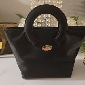 Dior Black Satin Tote with Gold Accent